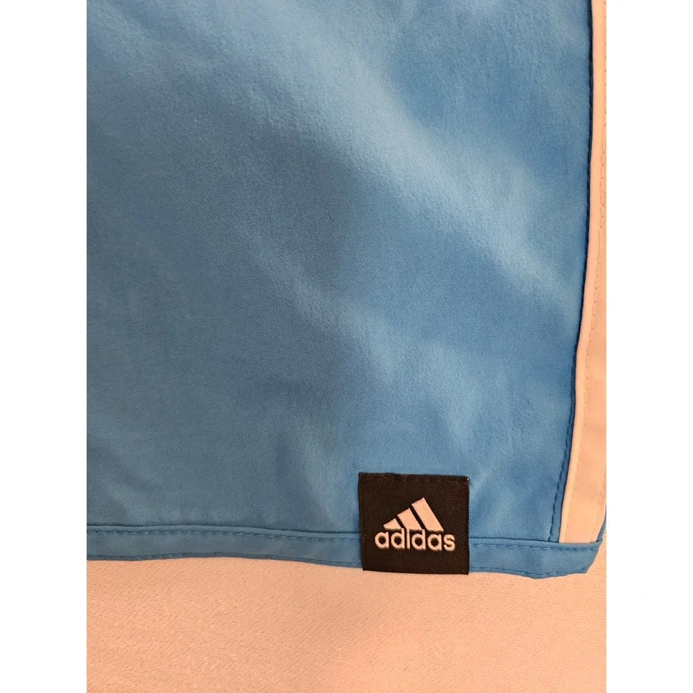 Adidas Swim Shorts Mens Large Blue 3-Stripe End Plastic Waste Drawstring 7.5